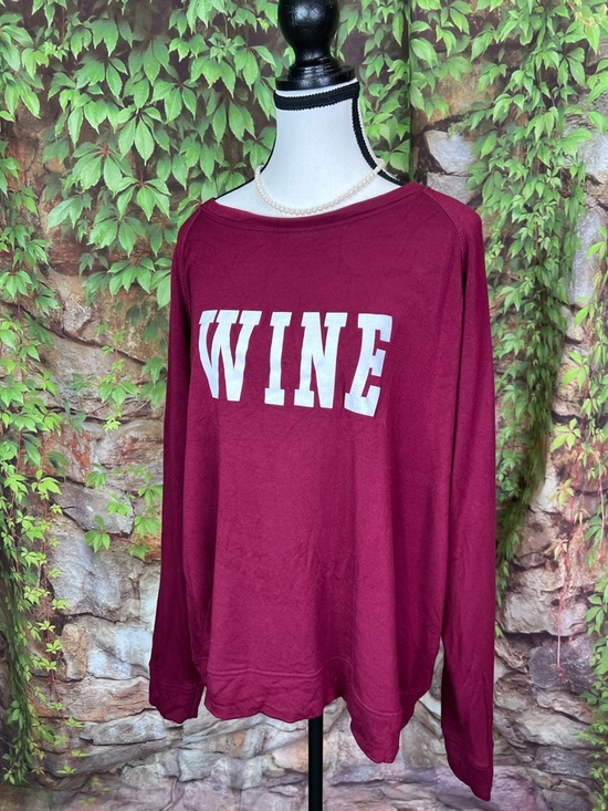 78 & SUNNY Burgundy "Wine" Graphic Logo Lightweight Sweatshirt, 1X - Picture 3 of 10